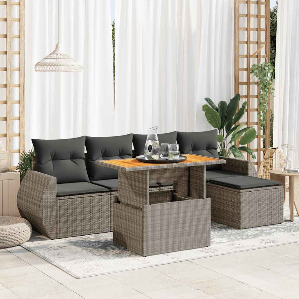 Loungegrupp Med Dynor 6 Delar Svart Konstrotting