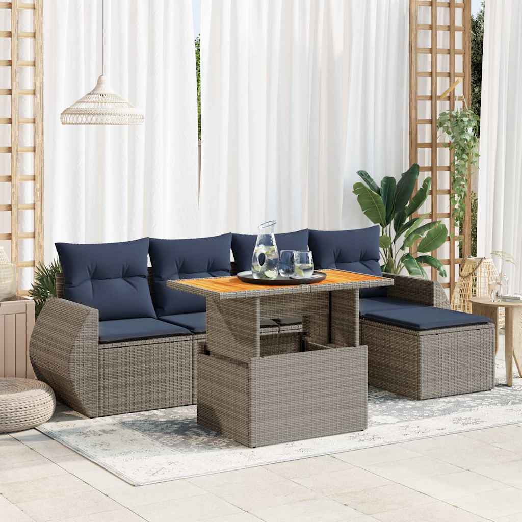 Loungegrupp För Trädgården Med Dynor 6 Delar Konstrotting
