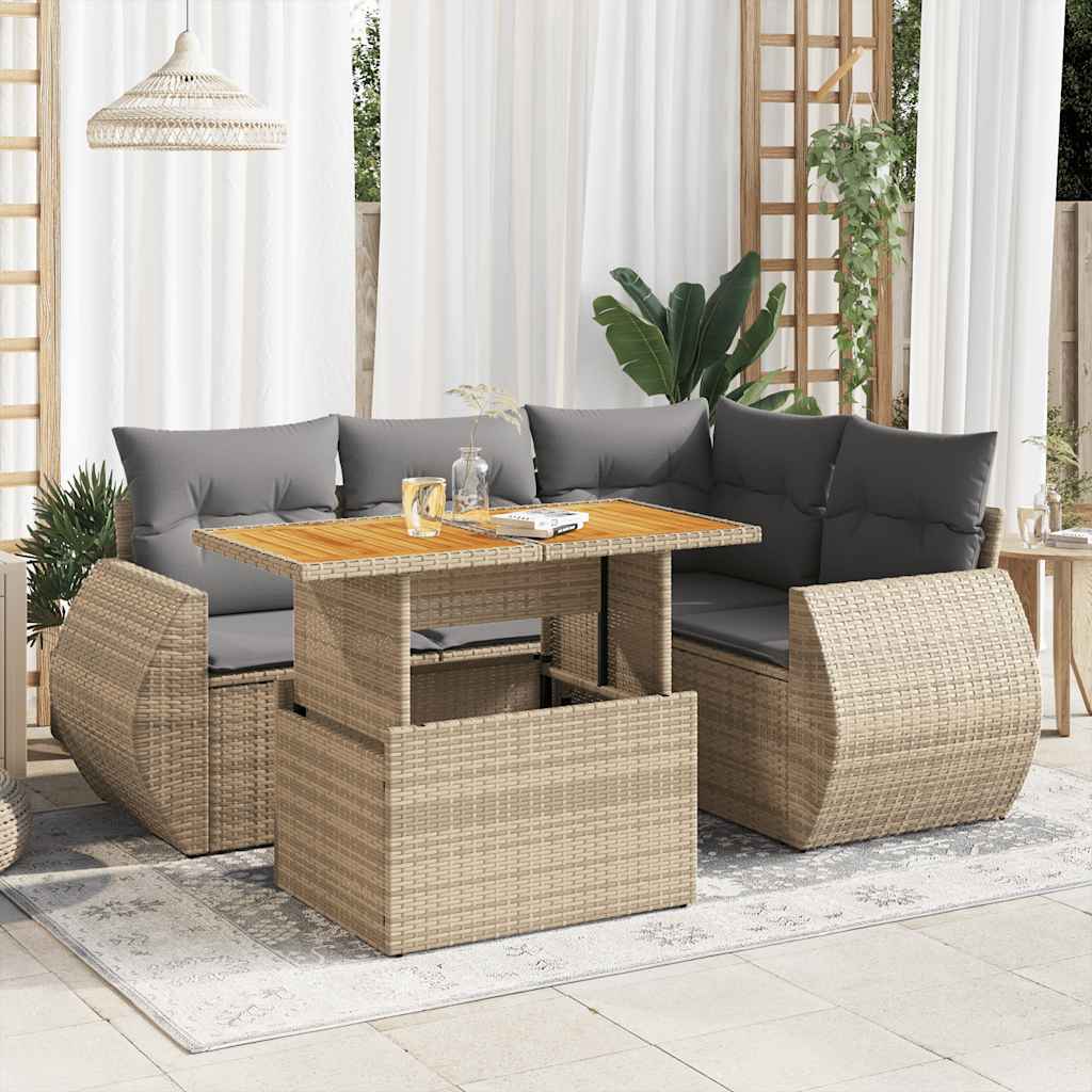 Loungegrupp För Trädgården Med Dynor 5 Delar Svart Konstrotting