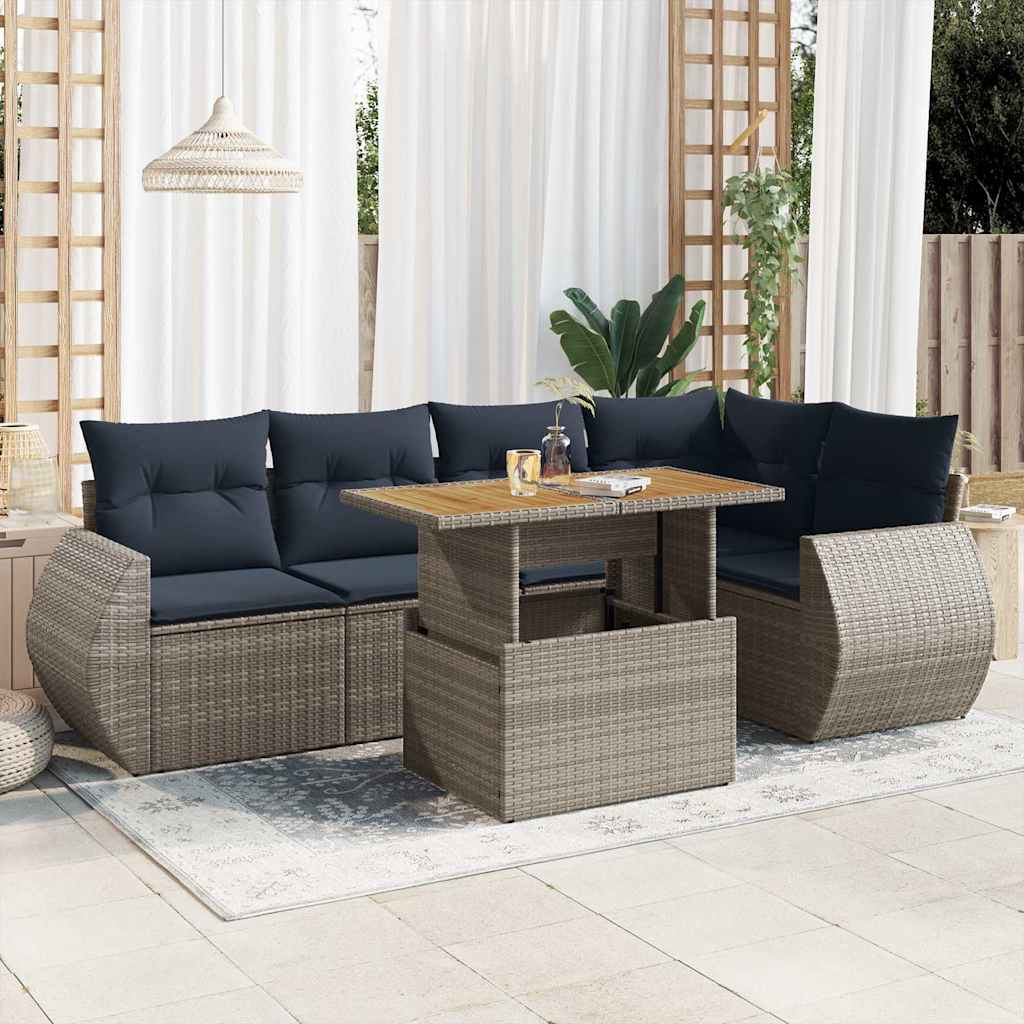 Loungegrupp För Trädgården Med Dynor 6 Delar Konstrotting
