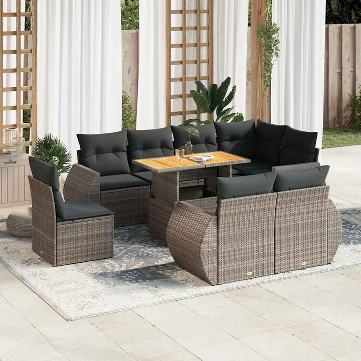 Loungegrupp För Trädgården M Dynor 9 Delar Konstrottning