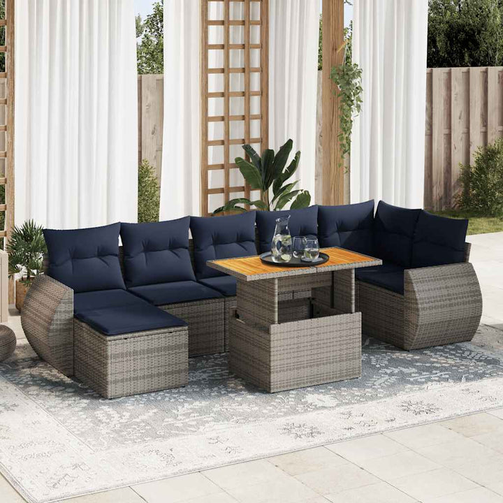 Loungegrupp För Trädgården Med Dynor 8 Delar Konstrotting