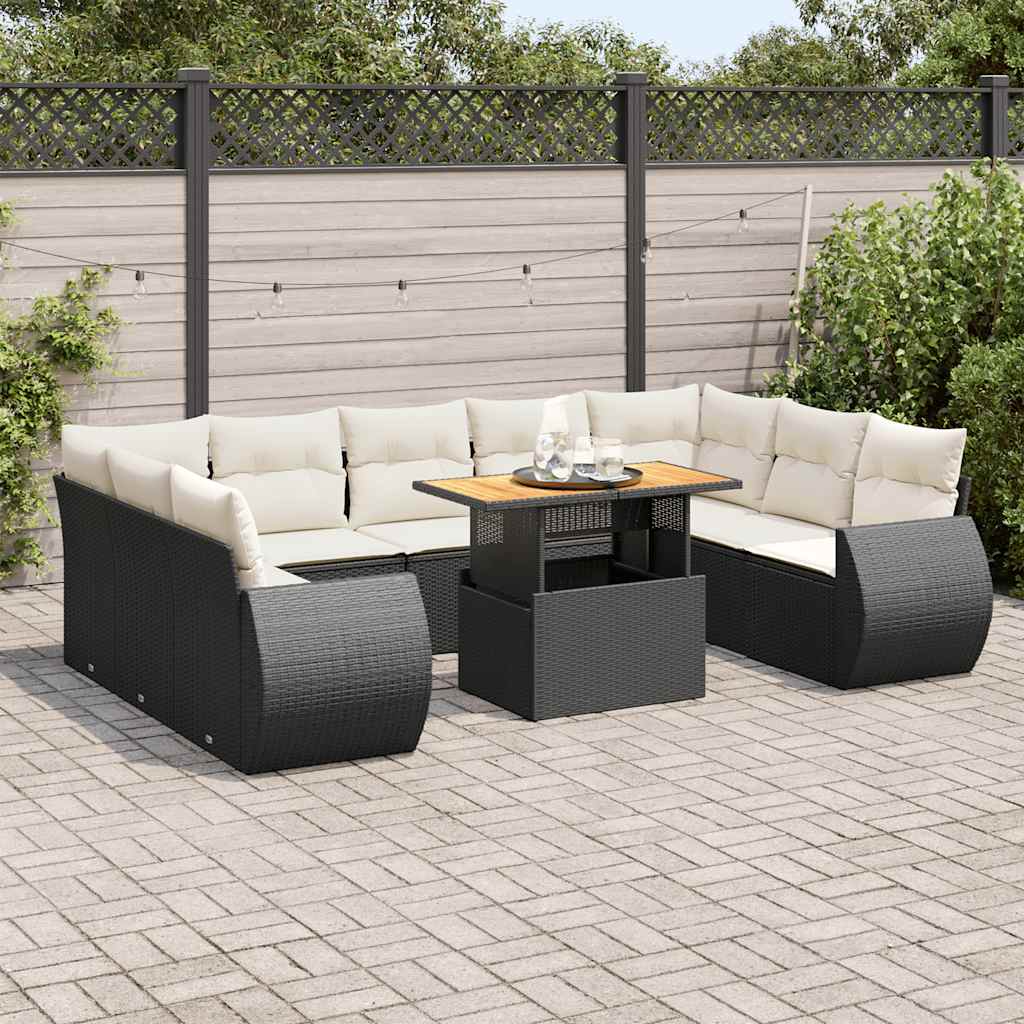 Loungegrupp 10 Delar Med Svarta Dynor Konstrotting