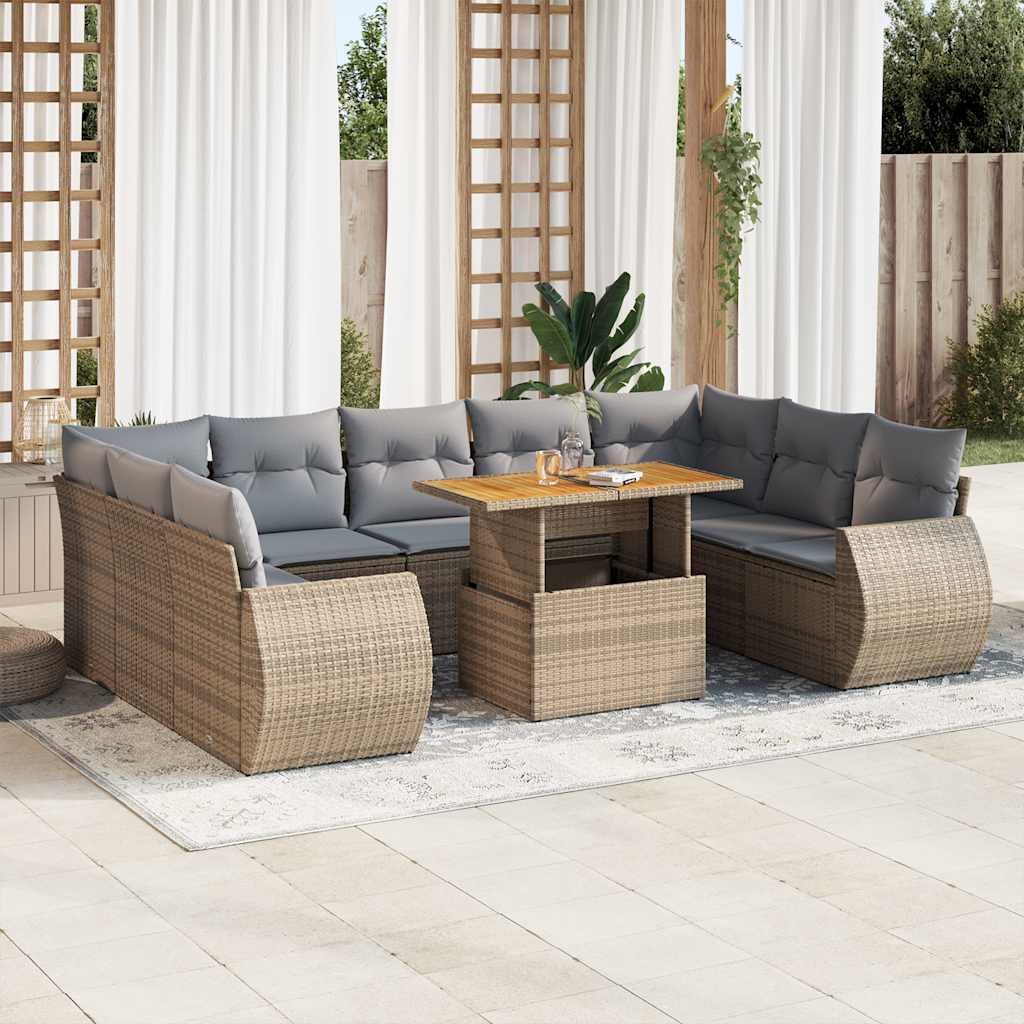 Loungegrupp 10 Delar Med Svarta Dynor Konstrotting
