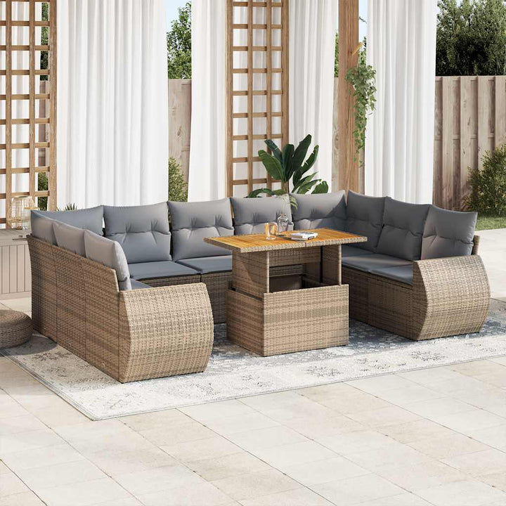 Loungegrupp 10 Delar Med Svarta Dynor Konstrotting