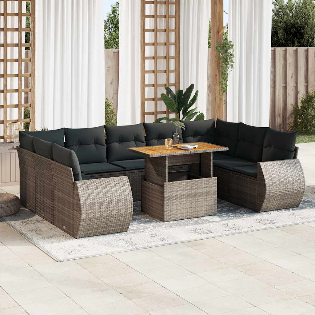 Loungegrupp 10 Delar Med Svarta Dynor Konstrotting