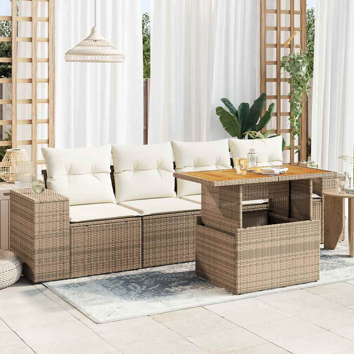 Loungegrupp För Trädgården Med Dynor 5 Delar Svart Konstrotting