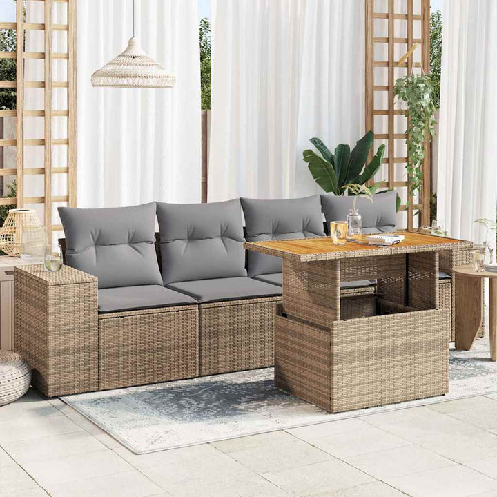 Loungegrupp För Trädgården Med Dynor 5 Delar Svart Konstrotting