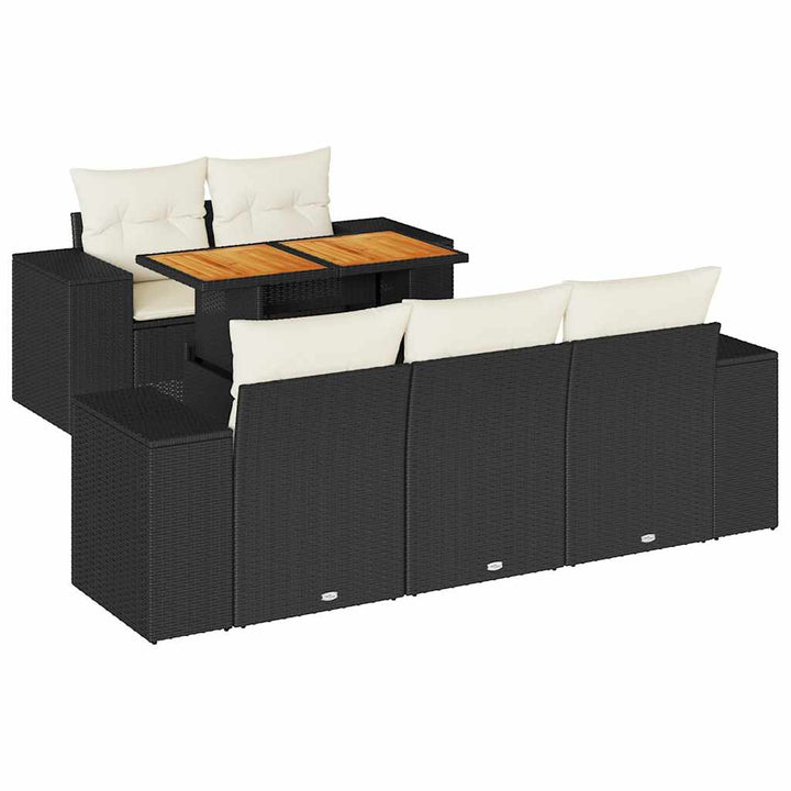 Loungegrupp Med Dynor 6 Delar Svart Konstrotting
