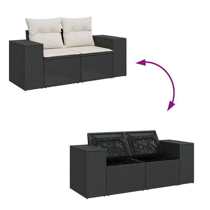 Loungegrupp Med Dynor 6 Delar Svart Konstrotting