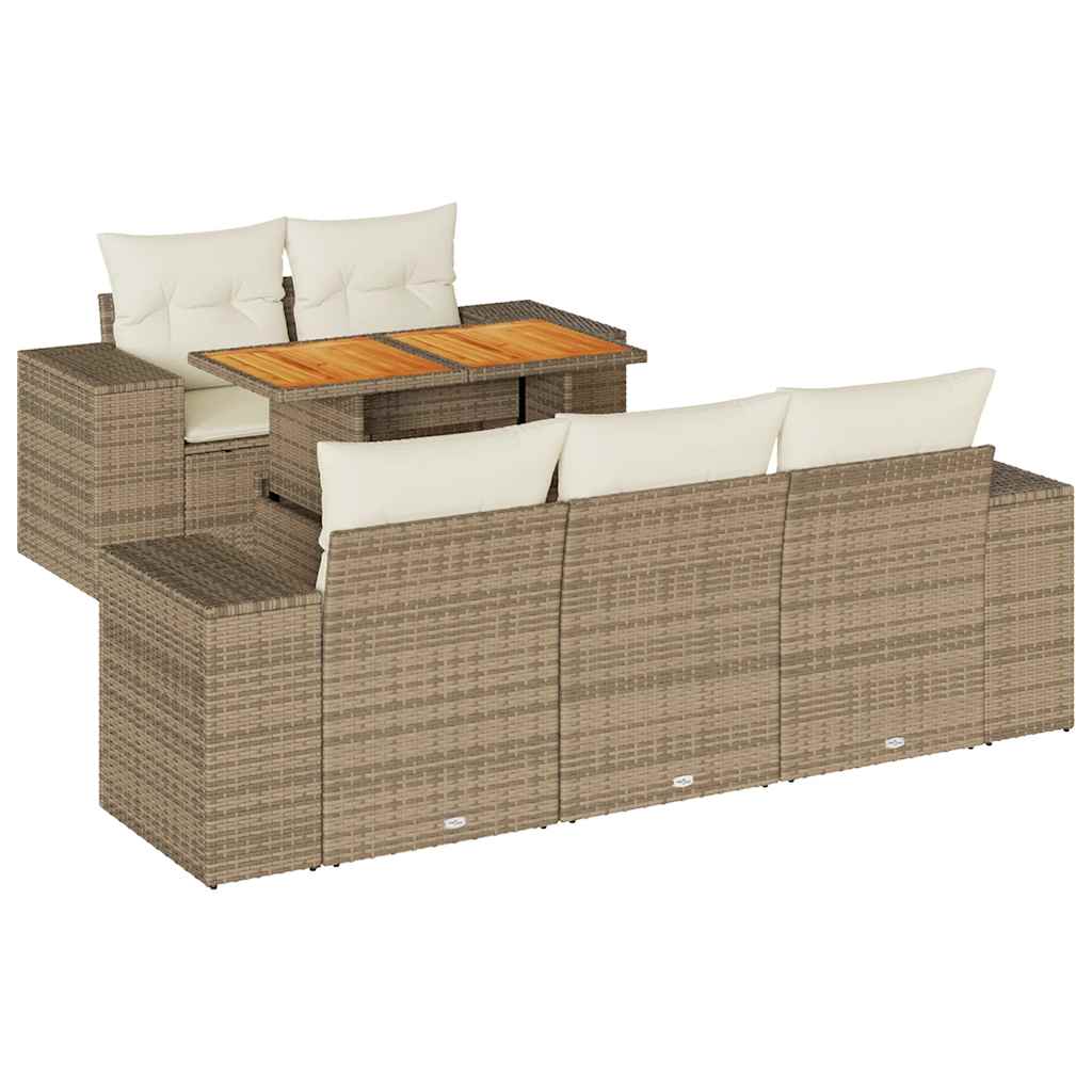 Soffgrupp För Trädgården Med Dynor 6 Delar Beige Konstrotting