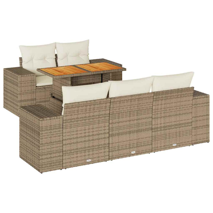Soffgrupp För Trädgården Med Dynor 6 Delar Beige Konstrotting