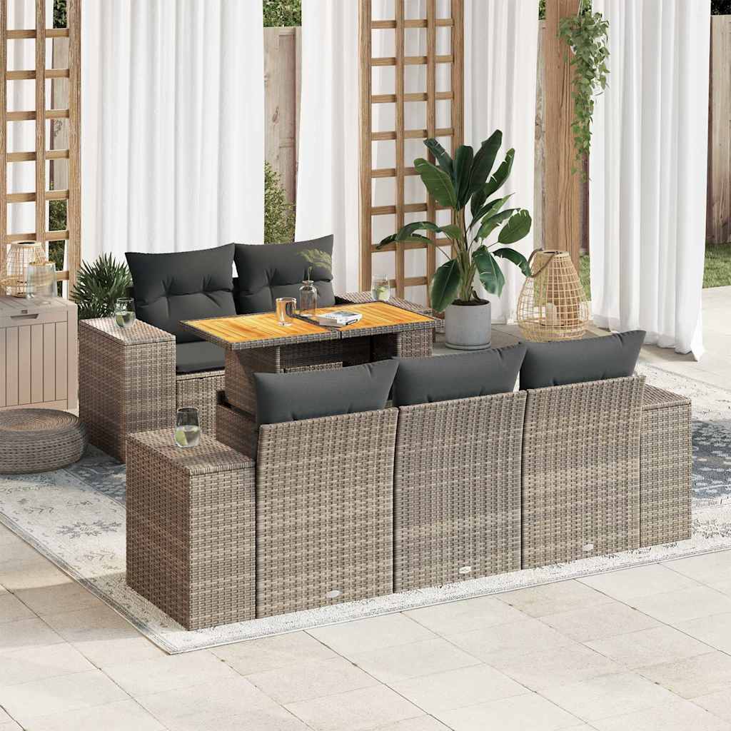 Loungegrupp Med Dynor 6 Delar Svart Konstrotting