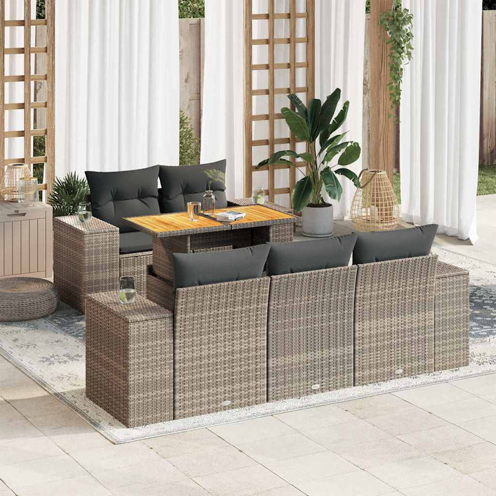 Loungegrupp Med Dynor 6 Delar Svart Konstrotting