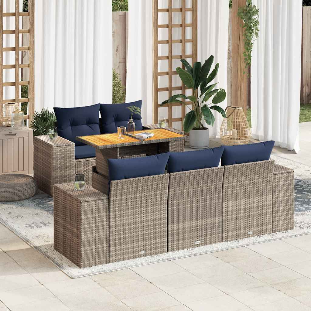 Loungegrupp För Trädgården Med Dynor 6 Delar Konstrotting