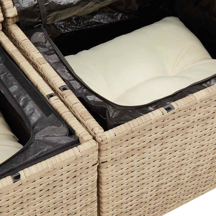 Matgrupp För Trädgården Med Dynor 7 Delar Beige Konstrotting