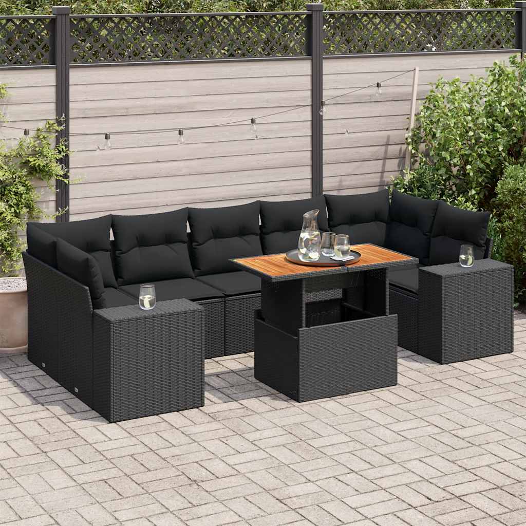 Loungegrupp För Trädgården Med Dynor 8 Delar Konstrotting