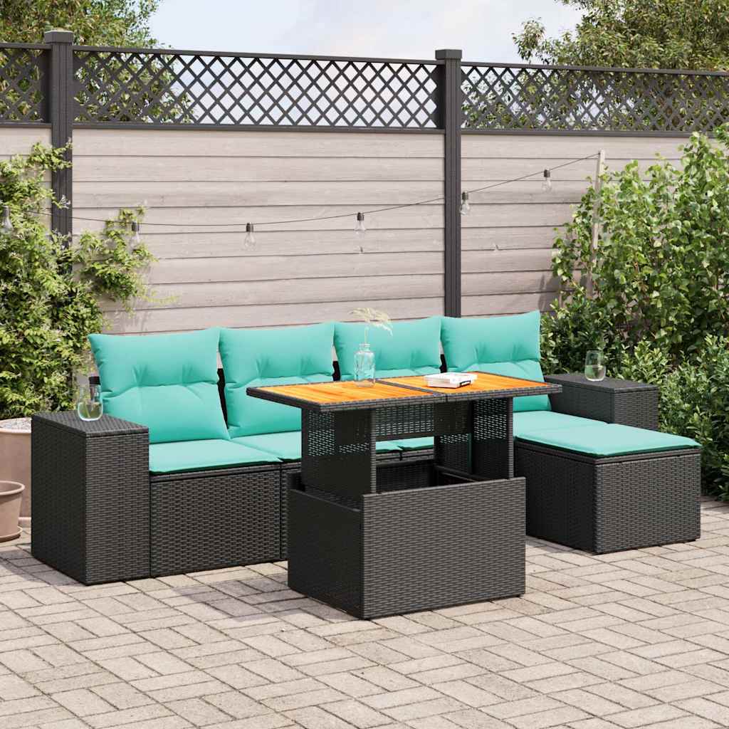 Loungegrupp För Trädgården Med Dynor 6 Delar Konstrotting