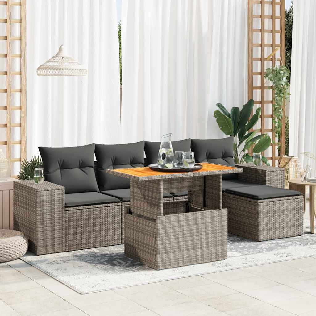 Loungegrupp Med Dynor 6 Delar Konstrotting