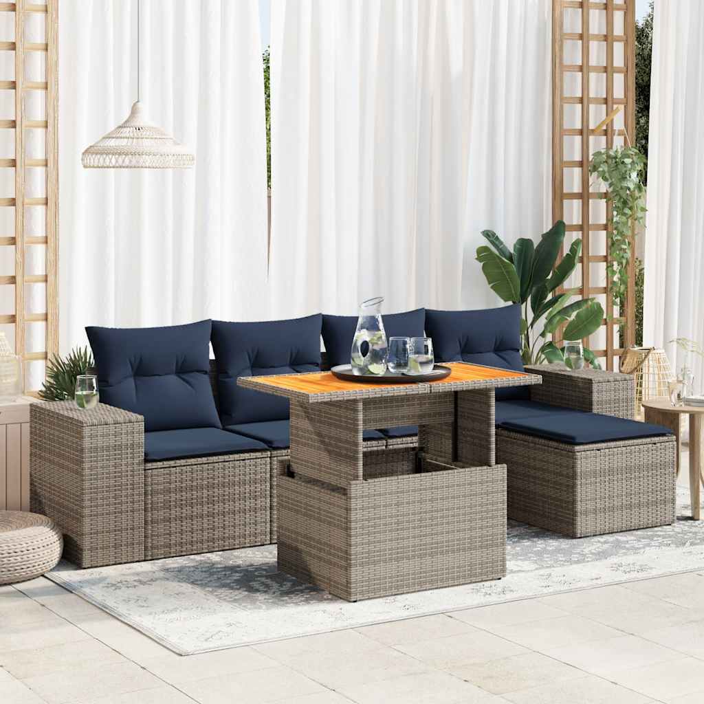 Loungegrupp För Trädgården Med Dynor 6 Delar Konstrotting