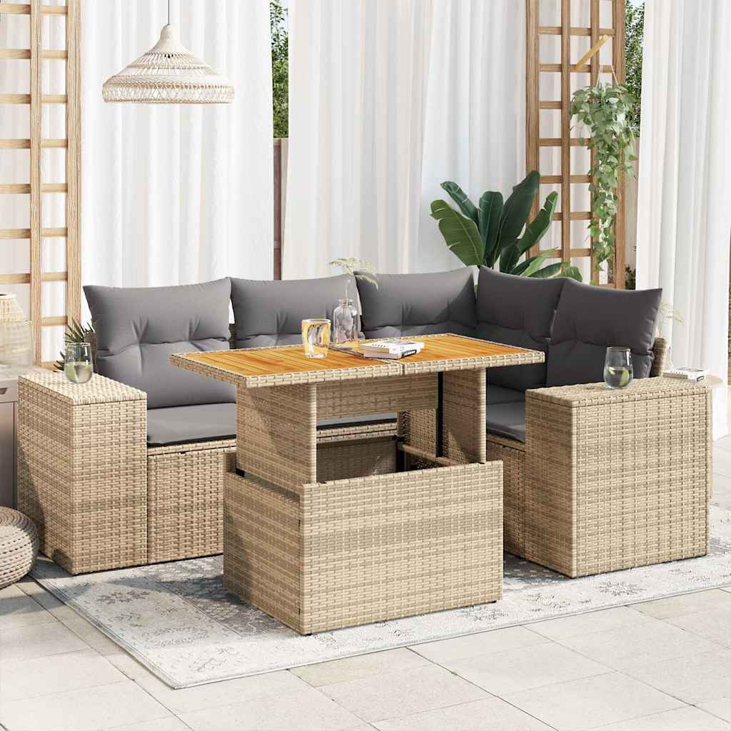Loungegrupp För Trädgården Med Dynor 5 Delar Konstrotting