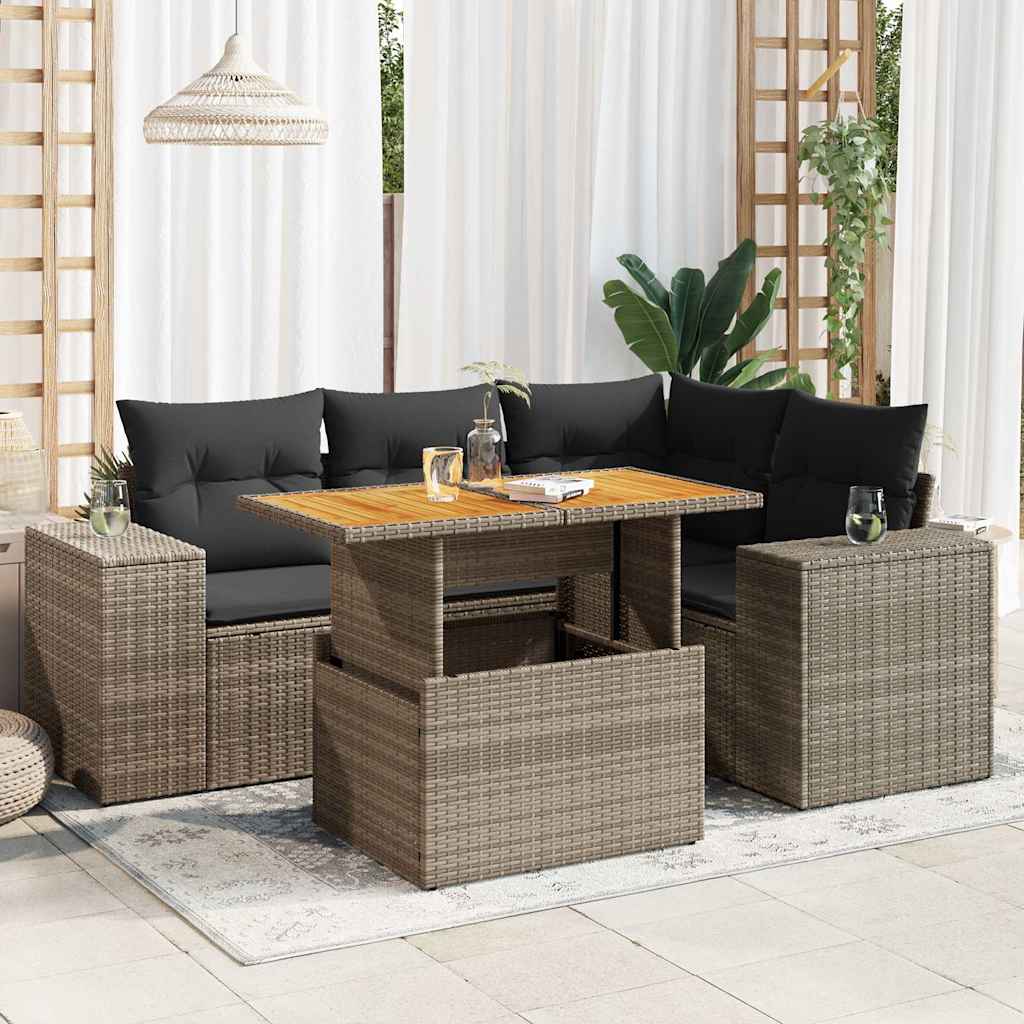 Loungegrupp För Trädgården Med Dynor 5 Delar Konstrotting