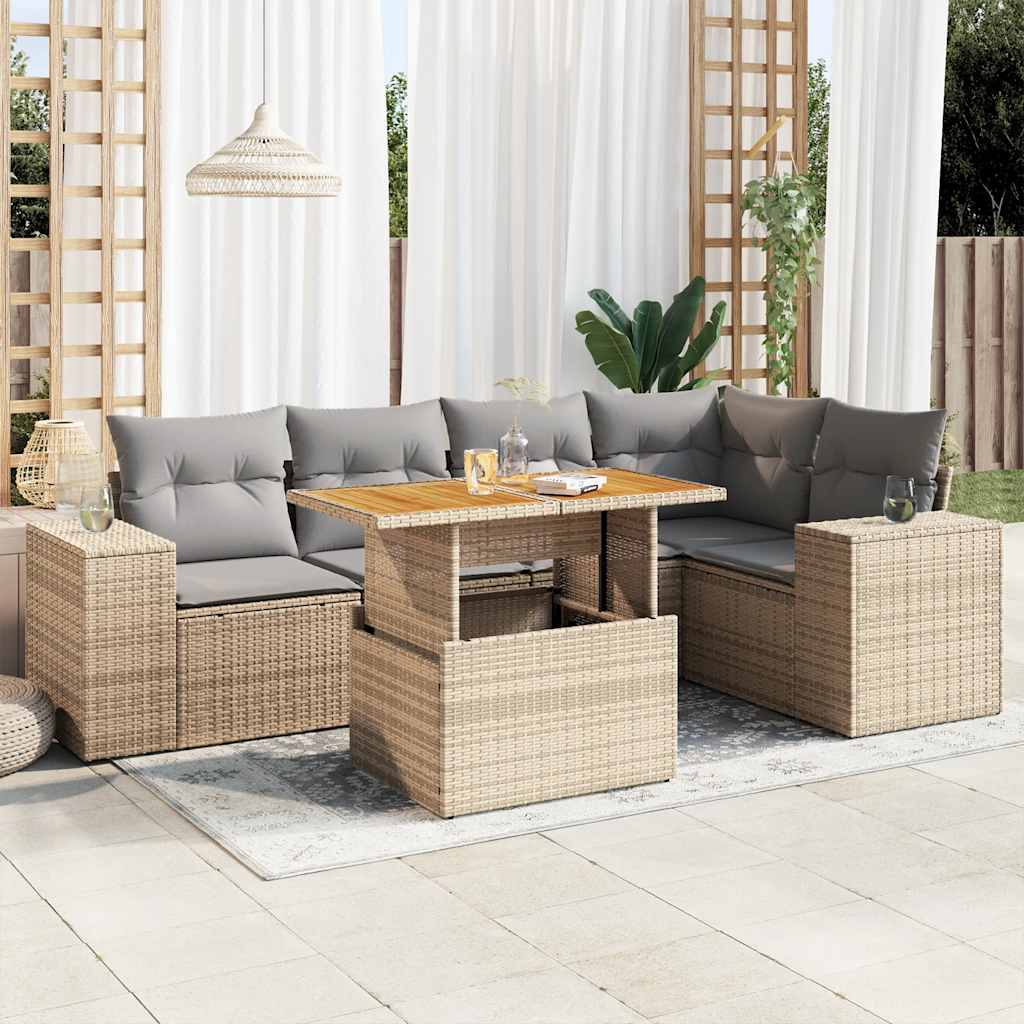 Loungegrupp Med Dynor 6 Delar Konstrotting