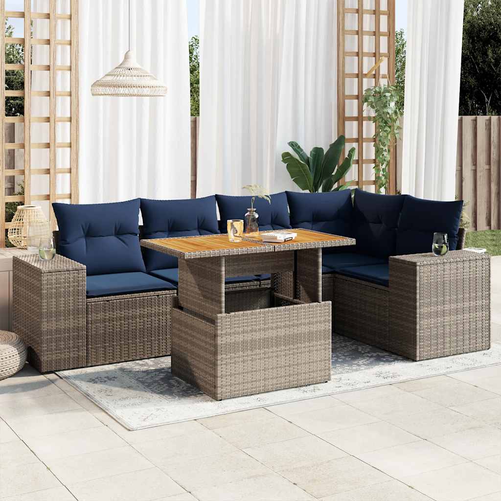 Loungegrupp För Trädgården Med Dynor 6 Delar Konstrotting