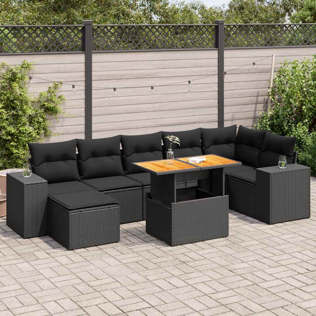Loungegrupp För Trädgården Med Dynor 8 Delar Konstrotting