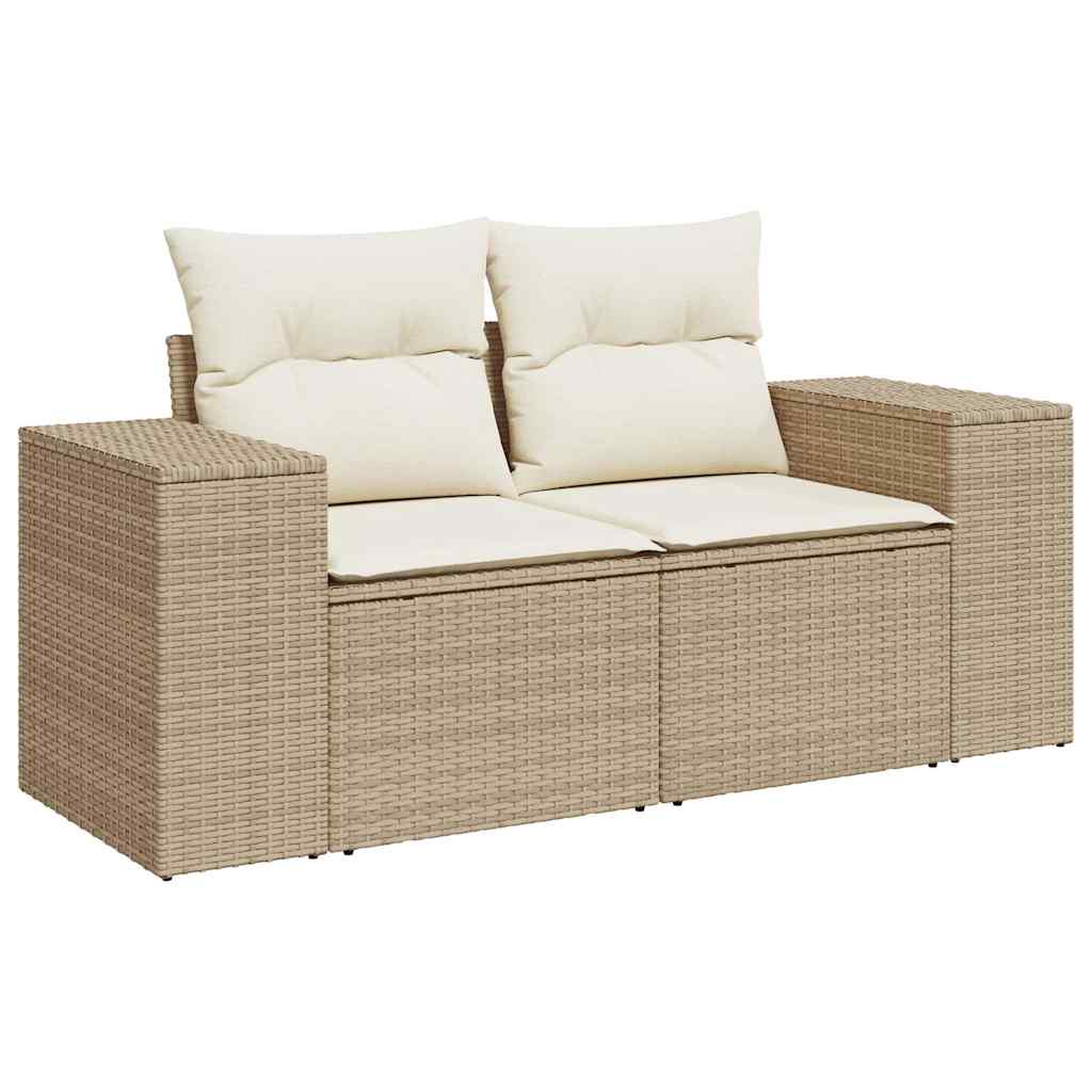 Matgrupp För Trädgården Med Dynor 8 Delar Beige Konstrotting
