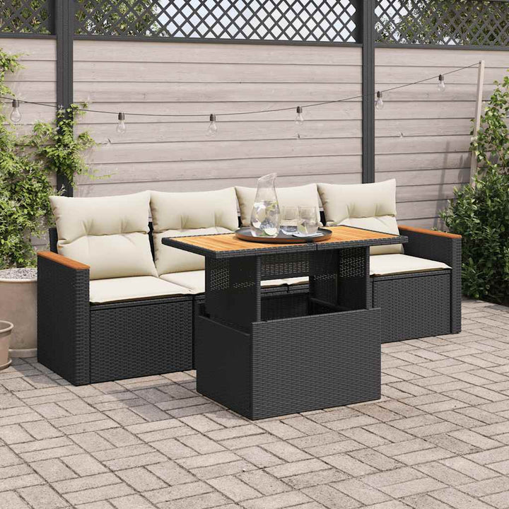 Soffgrupp För Trädgården Med Dynor 5 Delar Beige Konstrotting