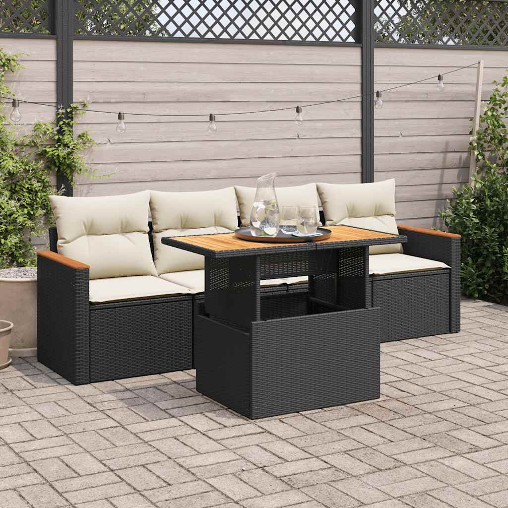 Soffgrupp För Trädgården Med Dynor 5 Delar Beige Konstrotting