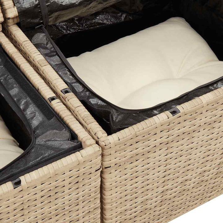 Trädgårdssoffset Med Dynor 6 Delar Beige Konstrotting Akaciaträ