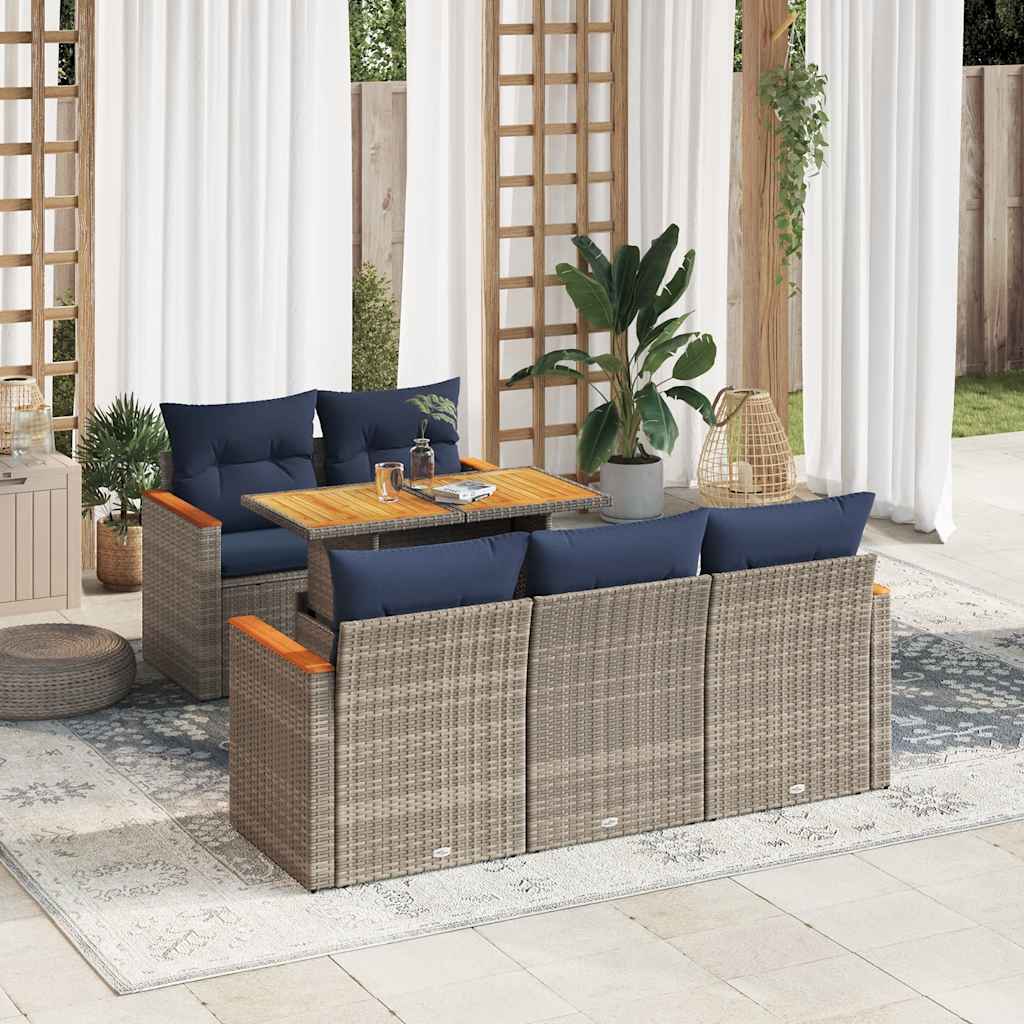 Loungegrupp För Trädgården Med Dynor 6 Delar Konstrotting
