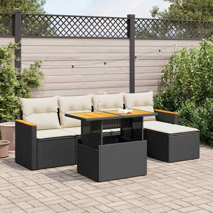 Loungegrupp Med Dynor 6 Delar Svart Konstrotting