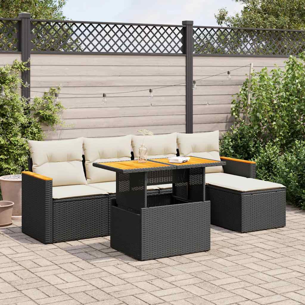 Loungegrupp Med Dynor 6 Delar Svart Konstrotting