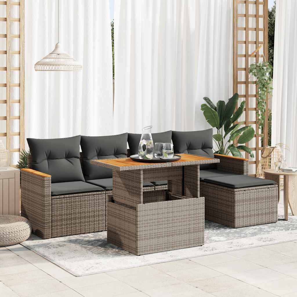 Loungegrupp Med Dynor 6 Delar Svart Konstrotting