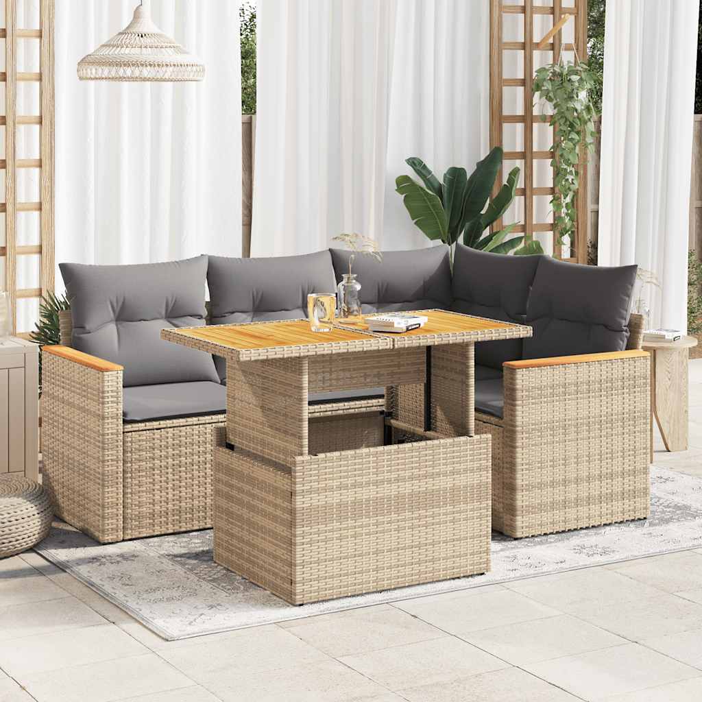 Loungegrupp För Trädgården Med Dynor 5 Delar Svart Konstrotting
