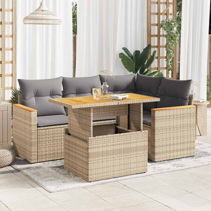 Loungegrupp För Trädgården Med Dynor 5 Delar Svart Konstrotting