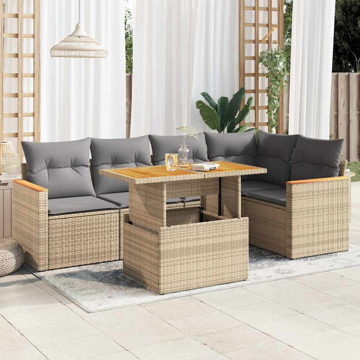 Loungegrupp Med Dynor 6 Delar Konstrotting