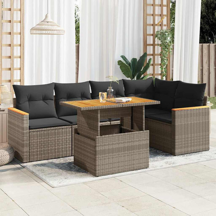 Loungegrupp Med Dynor 6 Delar Konstrotting