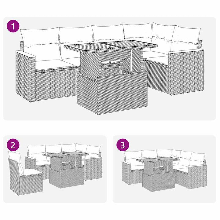 Loungegrupp För Trädgården Med Dynor 6 Delar Konstrotting