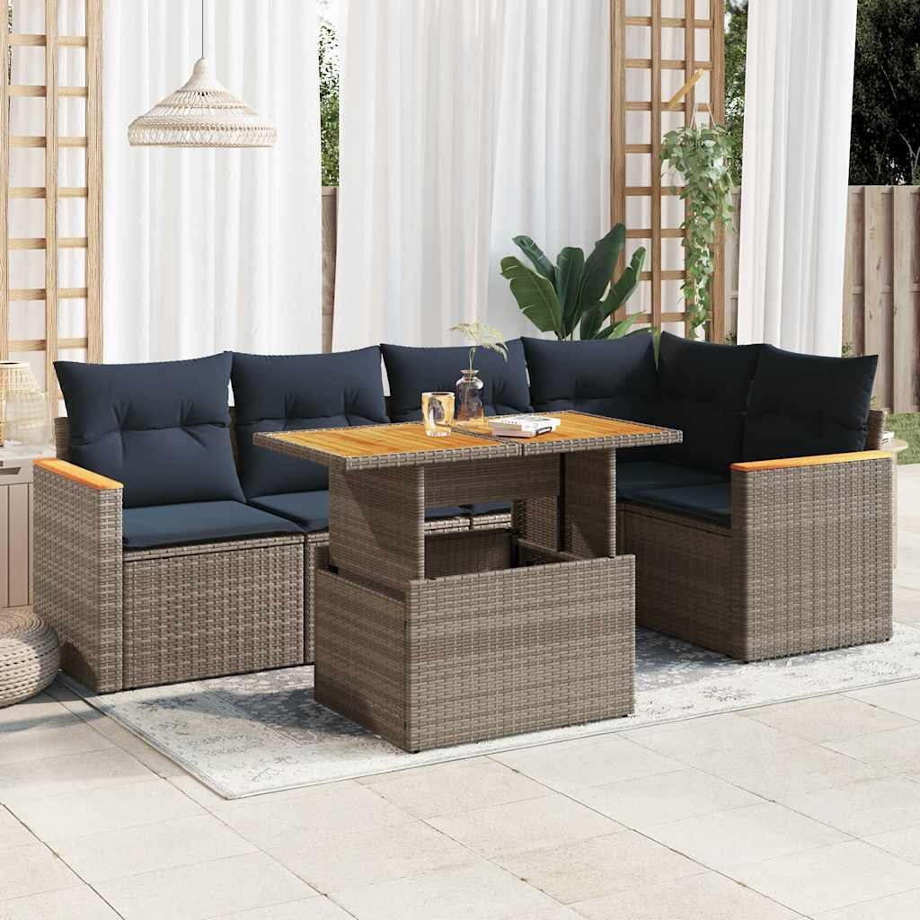 Loungegrupp För Trädgården Med Dynor 6 Delar Konstrotting