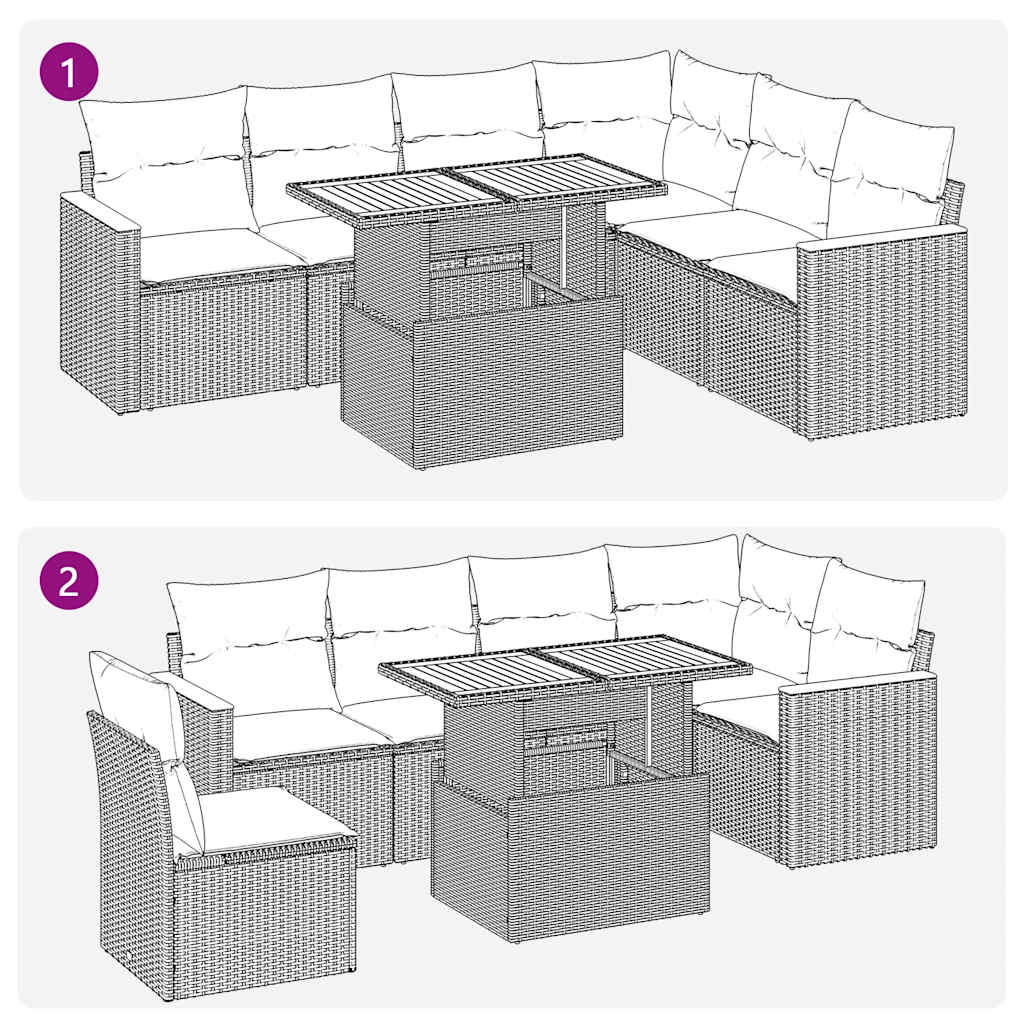 Soffgrupp För Trädgården Med Dynor 7 Delar Konstrotting