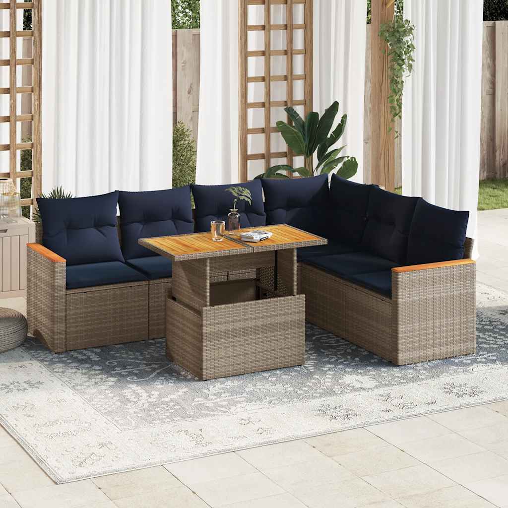 Soffgrupp För Trädgården Med Dynor 7 Delar Konstrotting