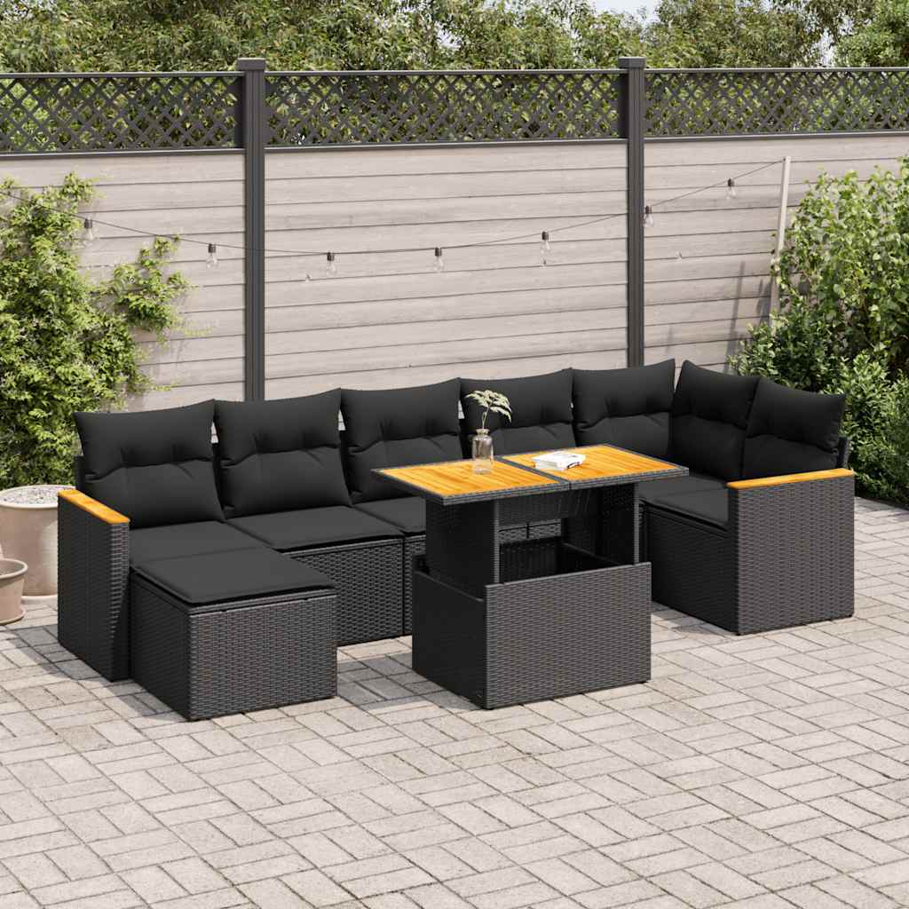 Loungegrupp För Trädgården Med Dynor 8 Delar Konstrotting