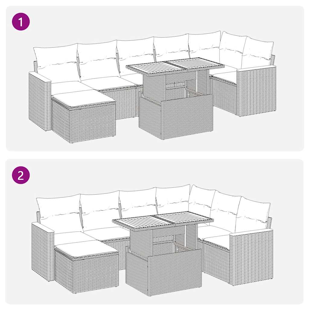 Trädgårdssoffset Med Dynor 8 Delar Beige Konstrotting Akaciaträ