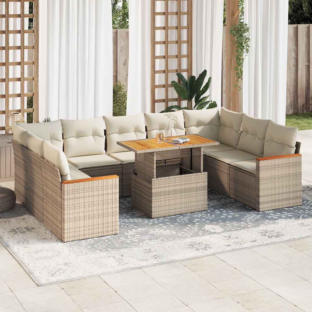 Loungegrupp 10 Delar Med Svarta Dynor Konstrotting