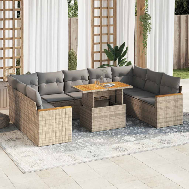 Loungegrupp 10 Delar Med Svarta Dynor Konstrotting