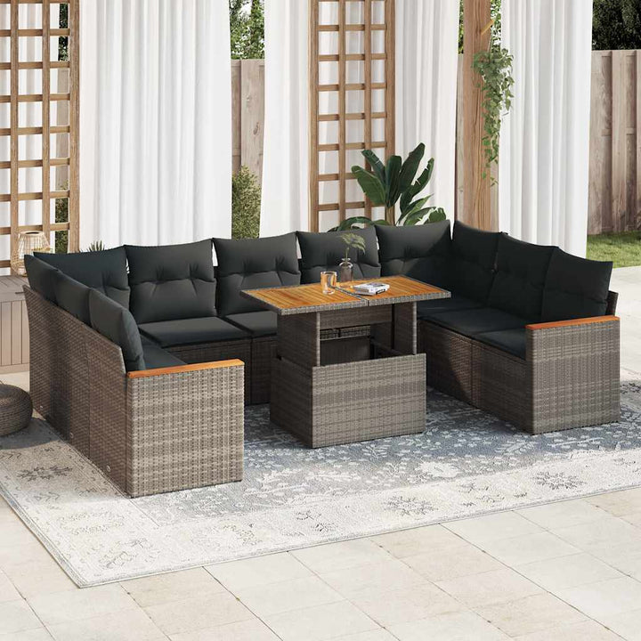 Loungegrupp 10 Delar Med Svarta Dynor Konstrotting